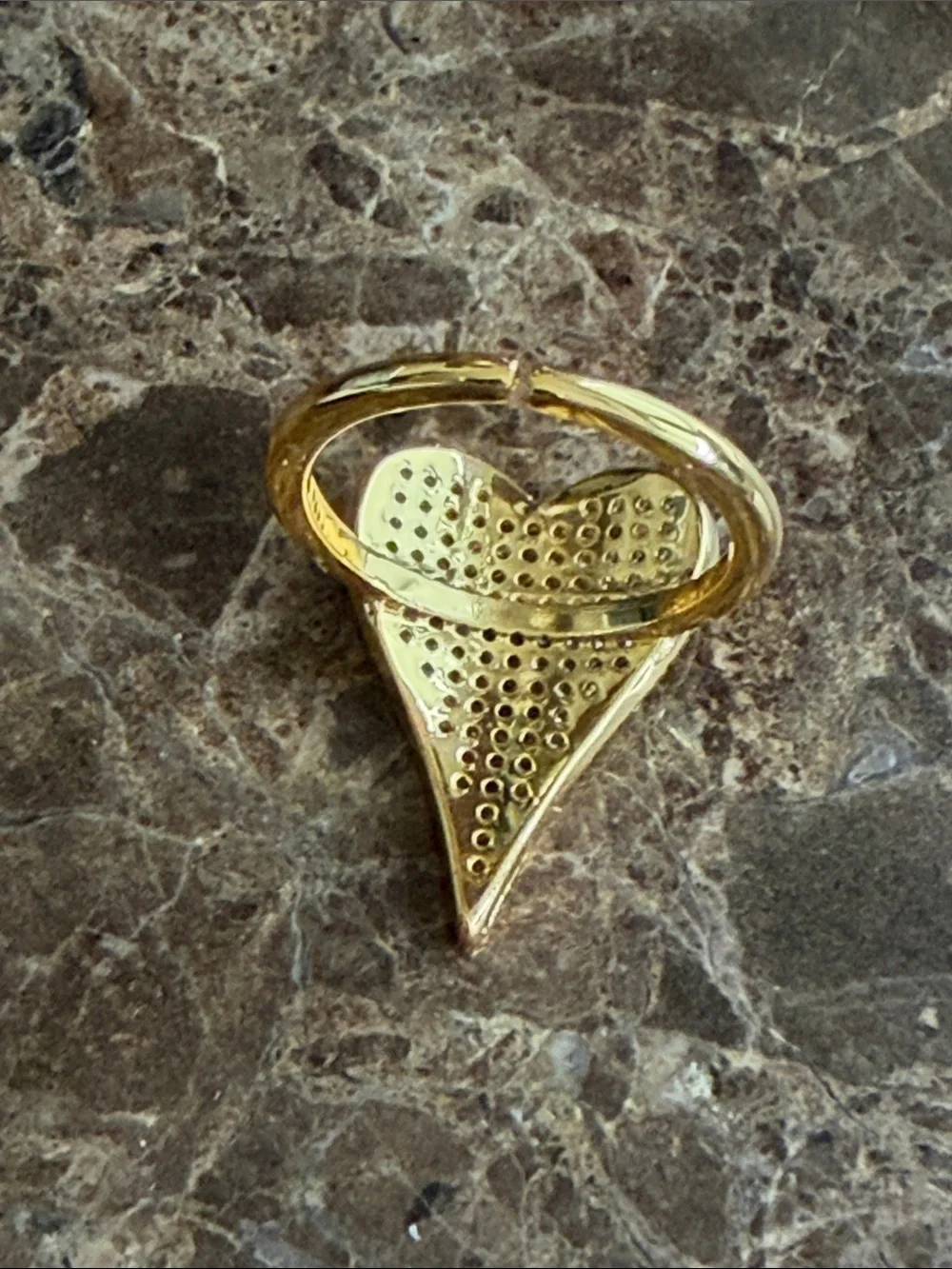 Gold Heart Pavé Ring  size 5-6
